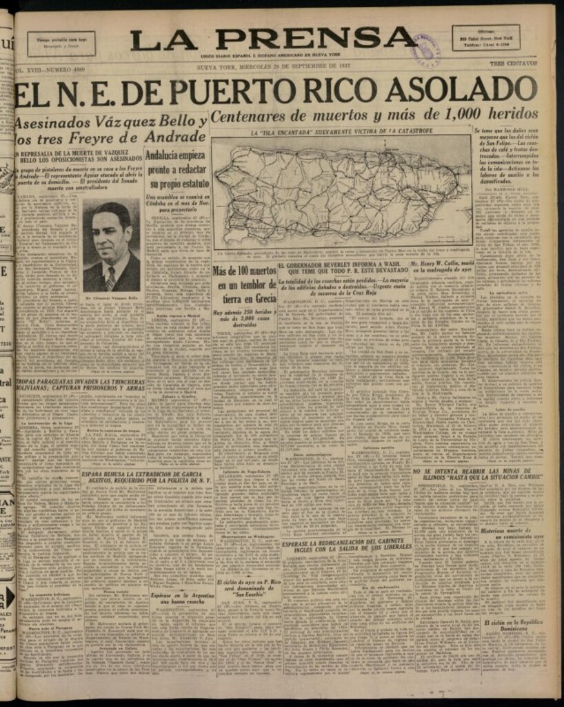 Miniatura de La Prensa: único diario español e hispano americano en Nueva York del 28 de septiembre de 1932, nº 4889
