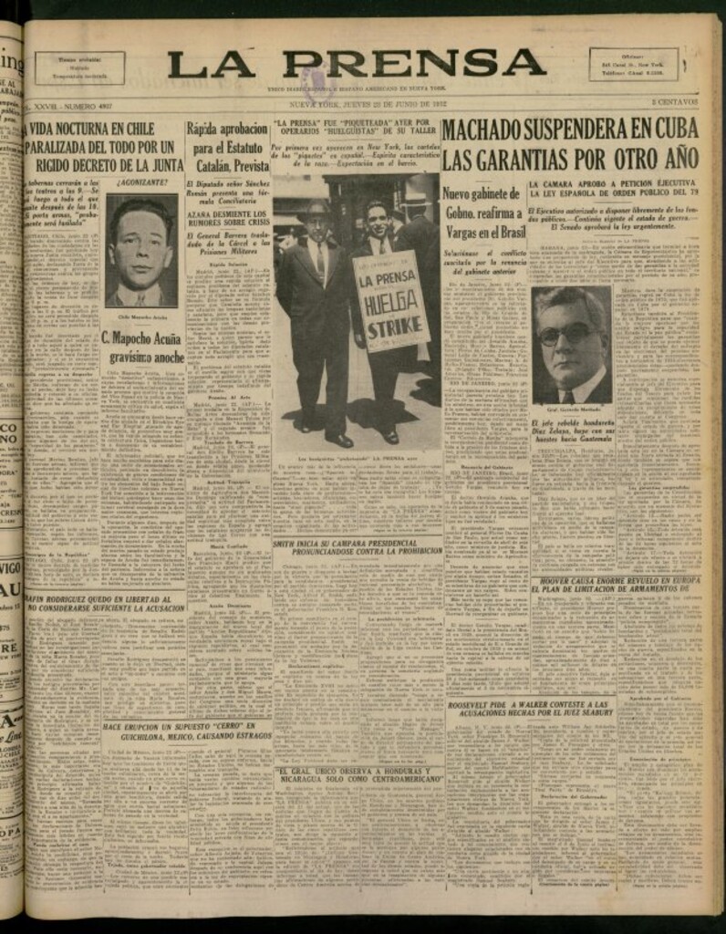 Miniatura de La Prensa: único diario español e hispano americano en Nueva York del 23 de junio de 1932, nº 4807 [sic]