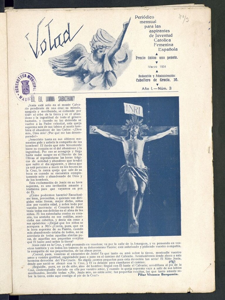 Miniatura de Volad: periódico mensual para las aspirantes de Juventud Católica Femenina Española de marzo de 1934, nº 3