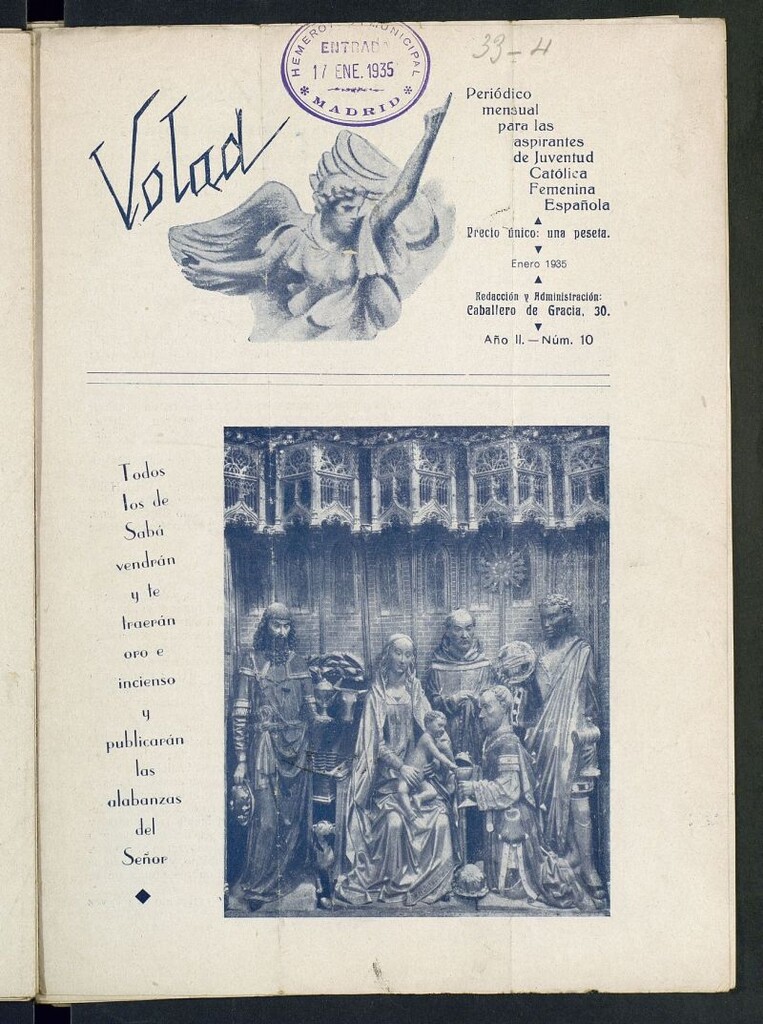 Miniatura de Volad: periódico mensual para las aspirantes de Juventud Católica Femenina Española de enero de 1935, nº 10