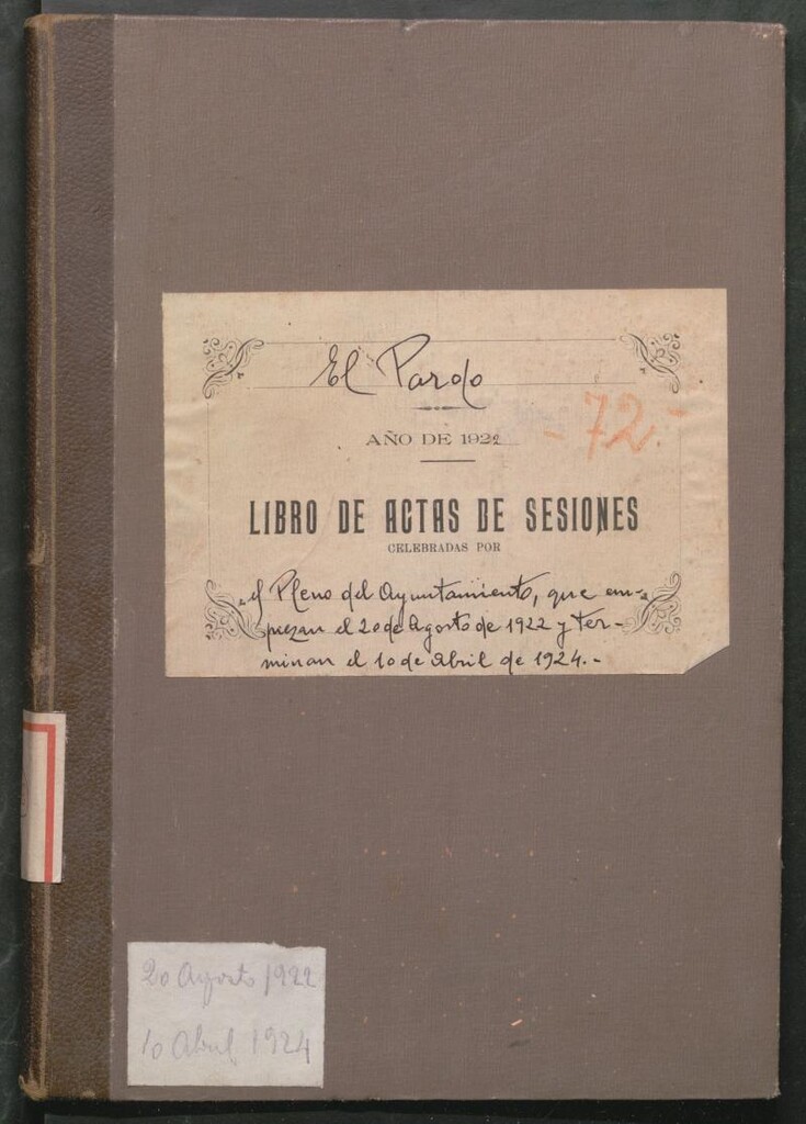 Miniatura de Actas y acuerdos del ayuntamiento de El Pardo de 1922-1924. Libro 246.