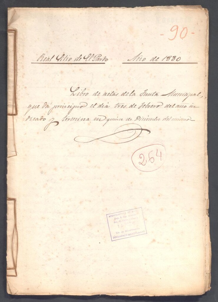 Miniatura de Actas y acuerdos del ayuntamiento de El Pardo de 1880. Libro 264.