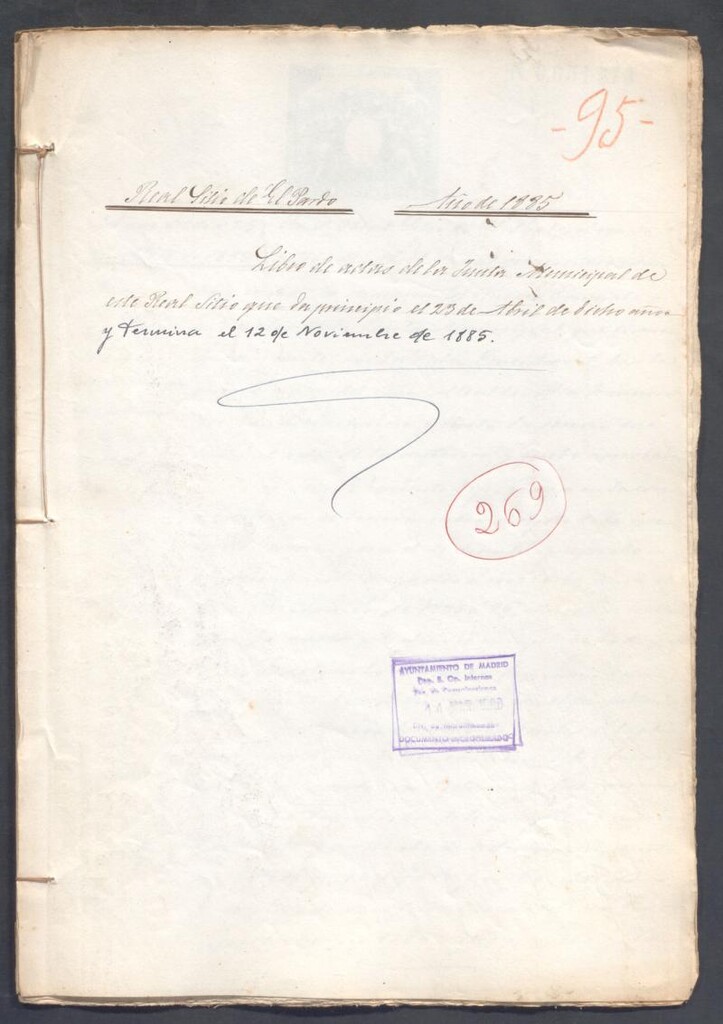 Miniatura de Actas y acuerdos del ayuntamiento de El Pardo de 1885. Libro 269.