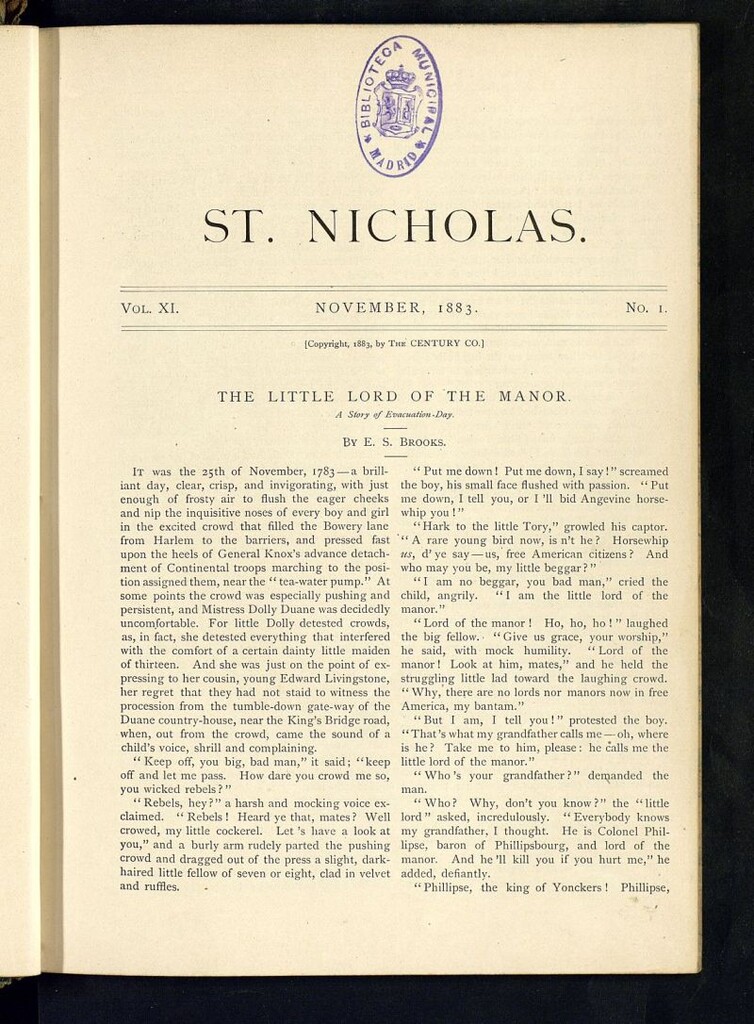Miniatura de Saint Nicholas : scribner´s illustrated magazine for girls and boys del mes de noviembre de 1883, nº 1