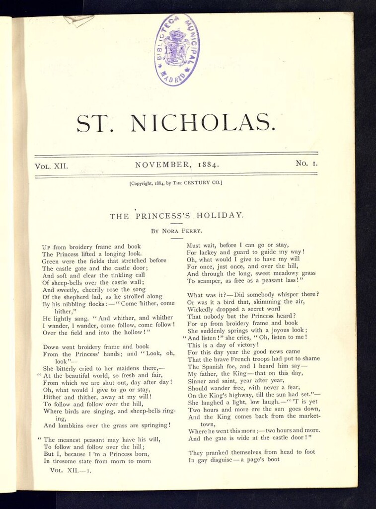 Miniatura de Saint Nicholas : scribner´s illustrated magazine for girls and boys del mes de noviembre de 1884, nº 1