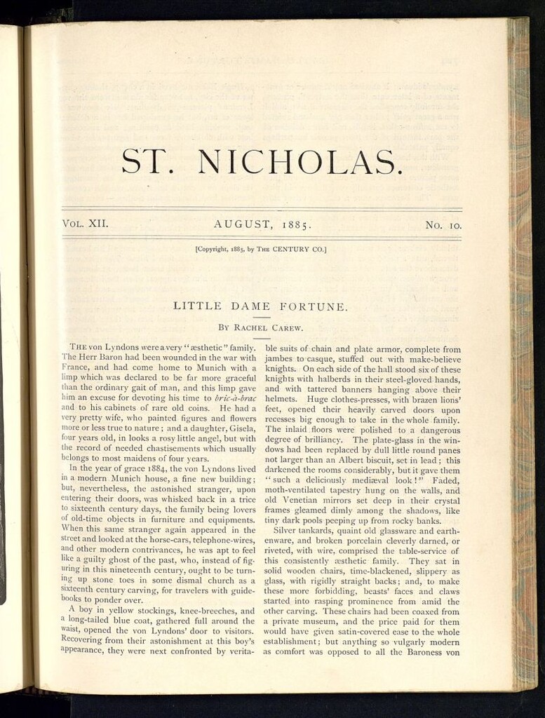 Miniatura de Saint Nicholas : scribner´s illustrated magazine for girls and boys del mes de agosto de 1885, nº 10