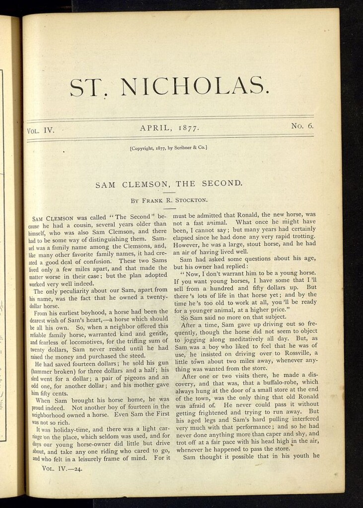 Miniatura de Saint Nicholas : scribner´s illustrated magazine for girls and boys de abril de 1877, nº 6