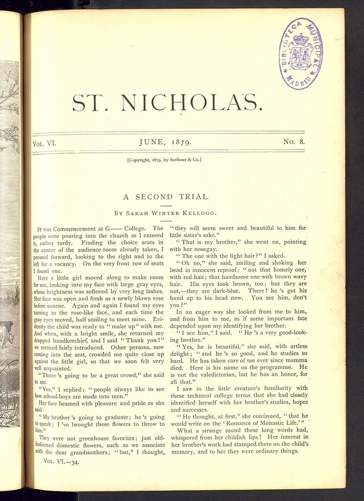 Miniatura de Saint Nicholas : scribner´s illustrated magazine for girls and boys, junio de 1879, vol 6, nº 8