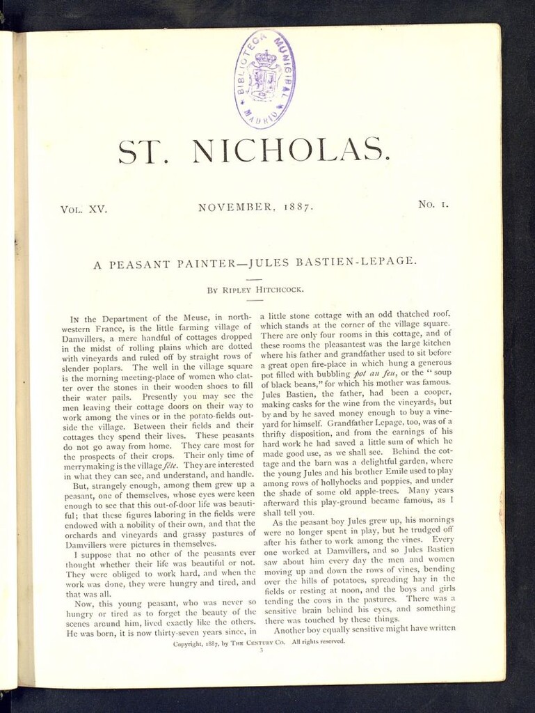 Miniatura de Saint Nicholas : scribner´s illustrated magazine for girls and boys de noviembre de 1887, nº 1