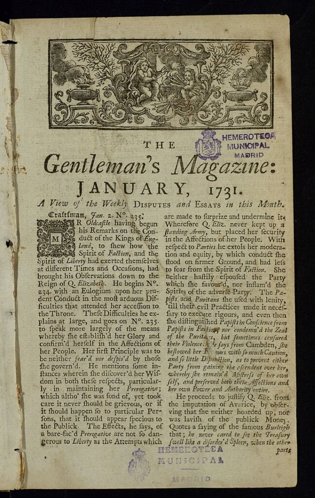 Miniatura de The Gentleman´s Magazine de enero de 1731