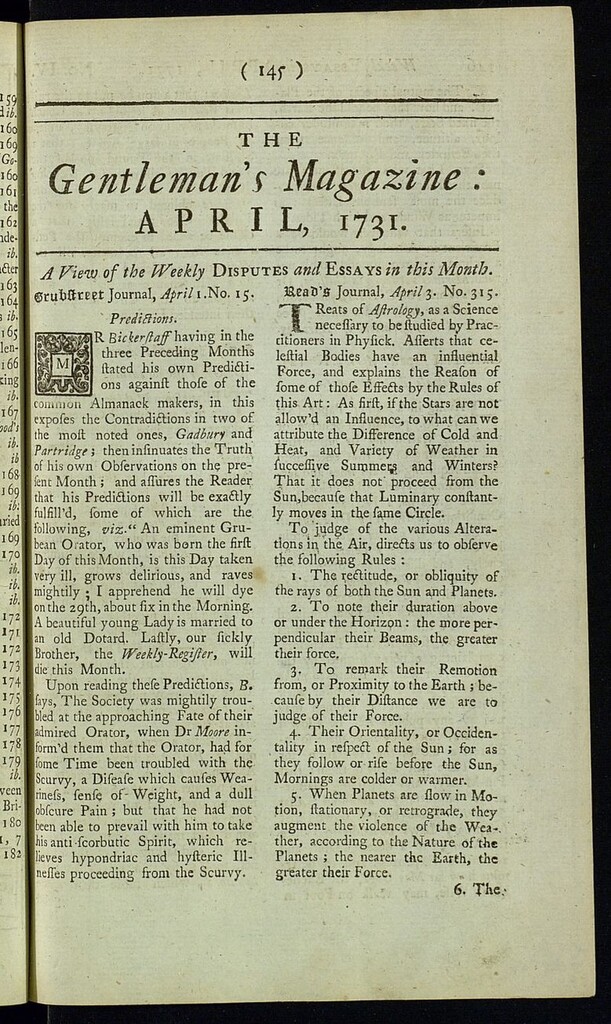 Miniatura de The Gentleman´s Magazine de abril de 1731