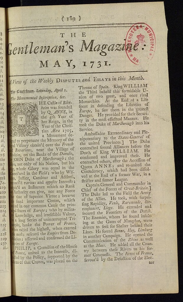 Miniatura de The Gentleman´s Magazine de mayo de 1731