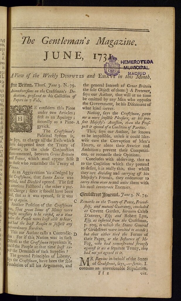 Miniatura de The Gentleman´s Magazine de junio de 1731