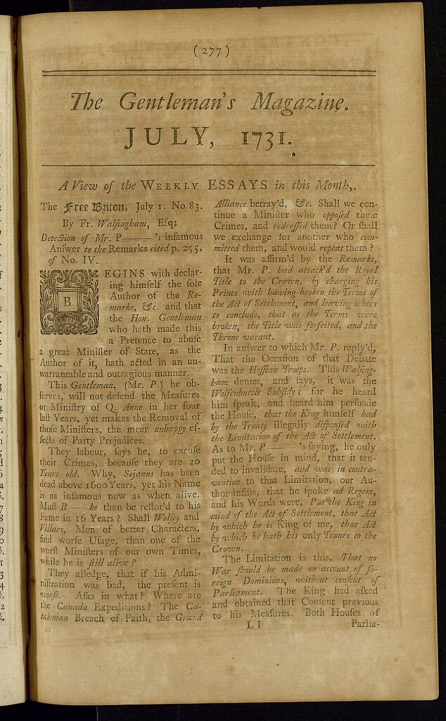 Miniatura de The Gentleman´s Magazine de julio de 1731