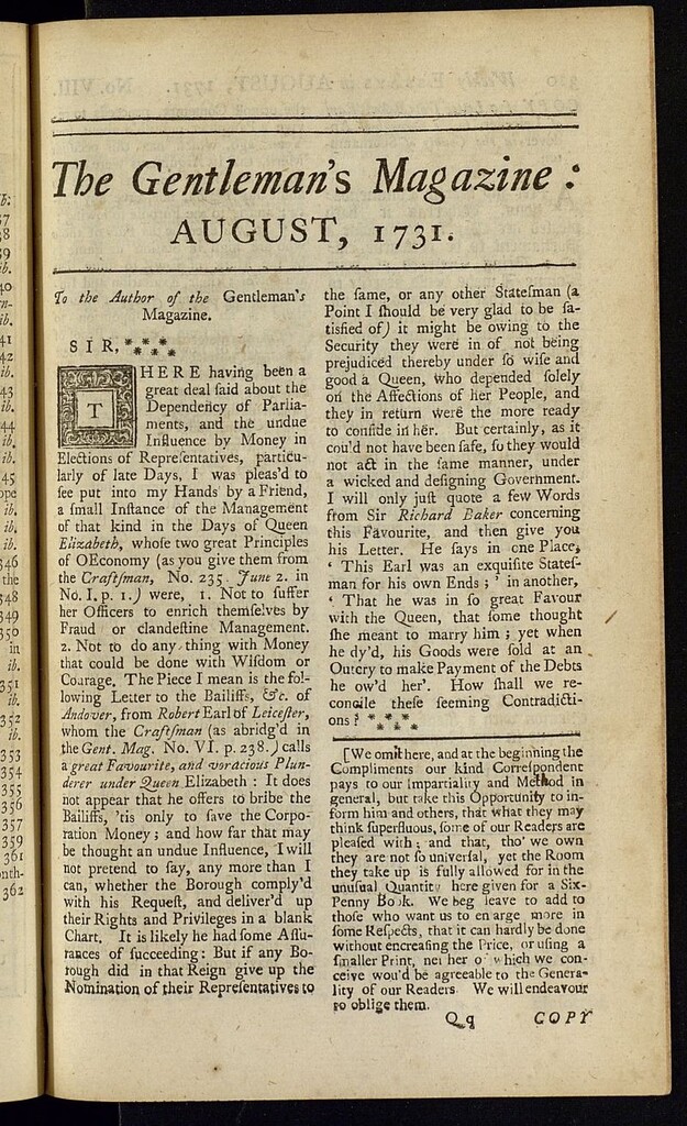 Miniatura de The Gentleman´s Magazine de agosto de 1731