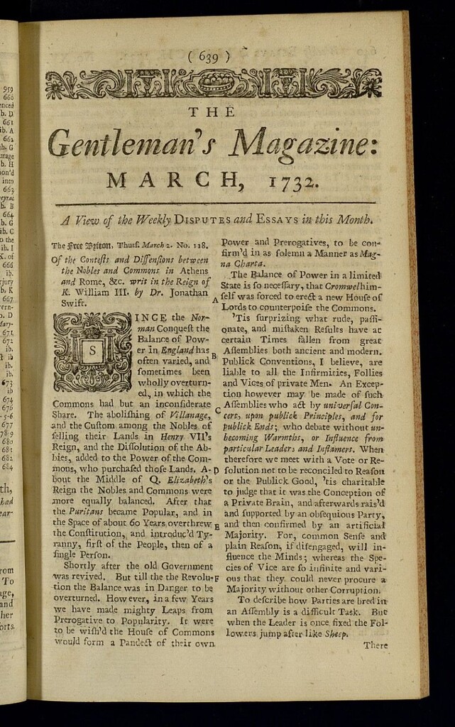 Miniatura de The Gentleman´s Magazine de marzo de 1732