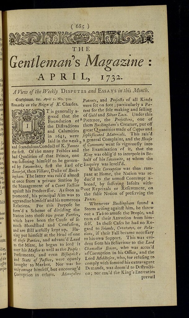 Miniatura de The Gentleman´s Magazine de abril de 1732