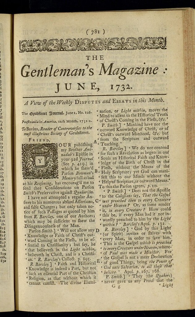 Miniatura de The Gentleman´s Magazine de junio de 1732