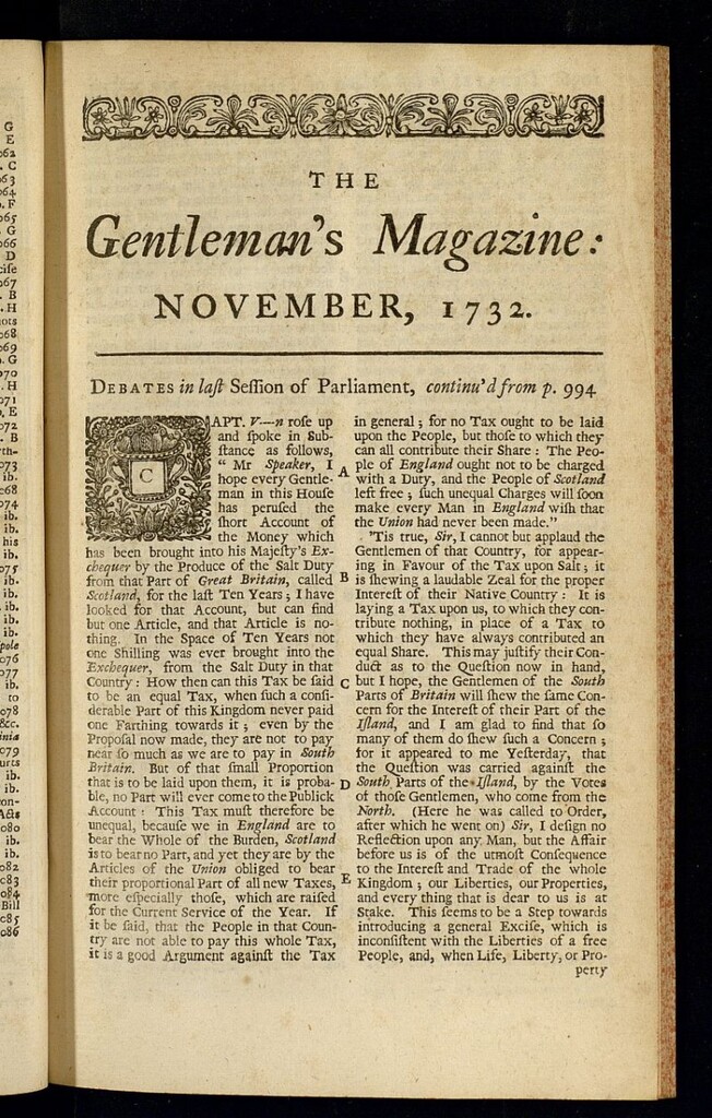 Miniatura de The Gentleman´s Magazine de noviembre de 1732