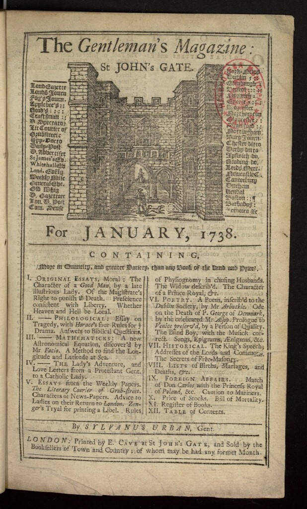 Miniatura de The Gentleman´s Magazine de enero de 1738