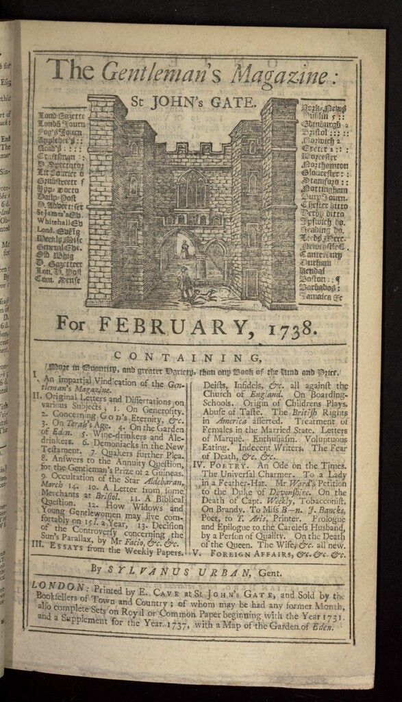 Miniatura de The Gentleman´s Magazine de febrero de 1738