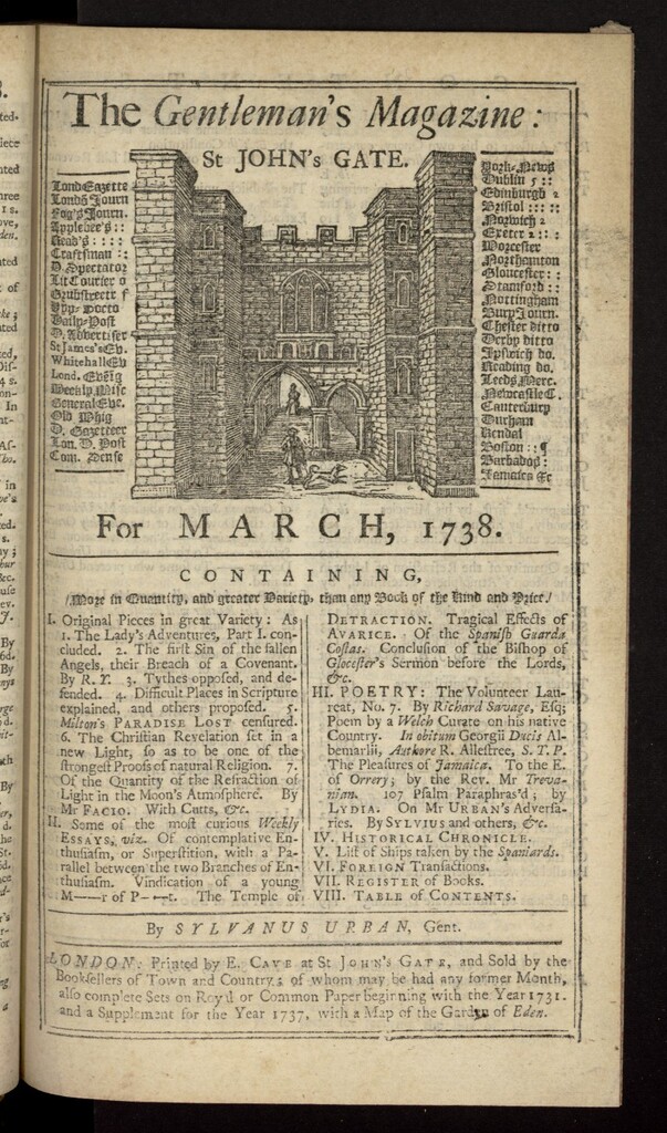 Miniatura de The Gentleman´s Magazine de marzo de 1738