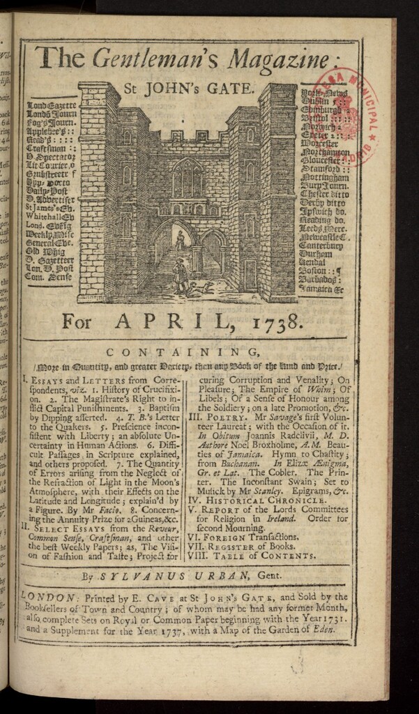 Miniatura de The Gentleman´s Magazine de abril de 1738