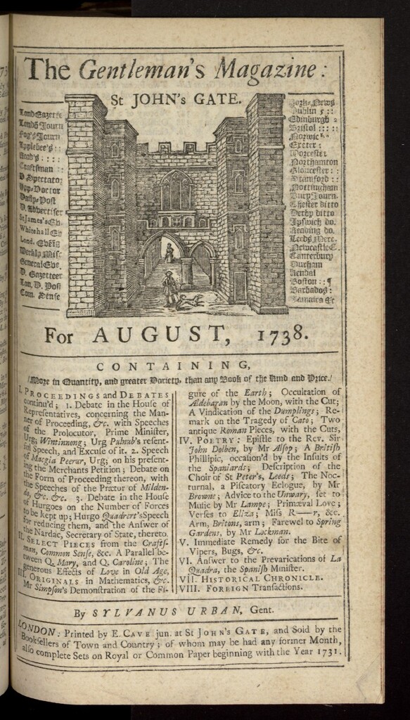 Miniatura de The Gentleman´s Magazine de agosto de 1738