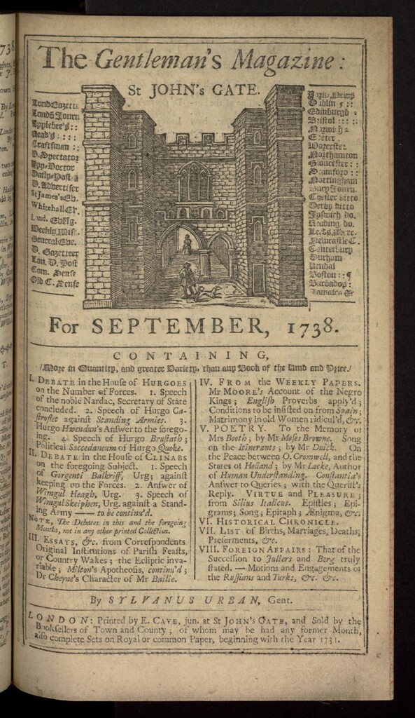 Miniatura de The Gentleman´s Magazine de septiembre de 1738