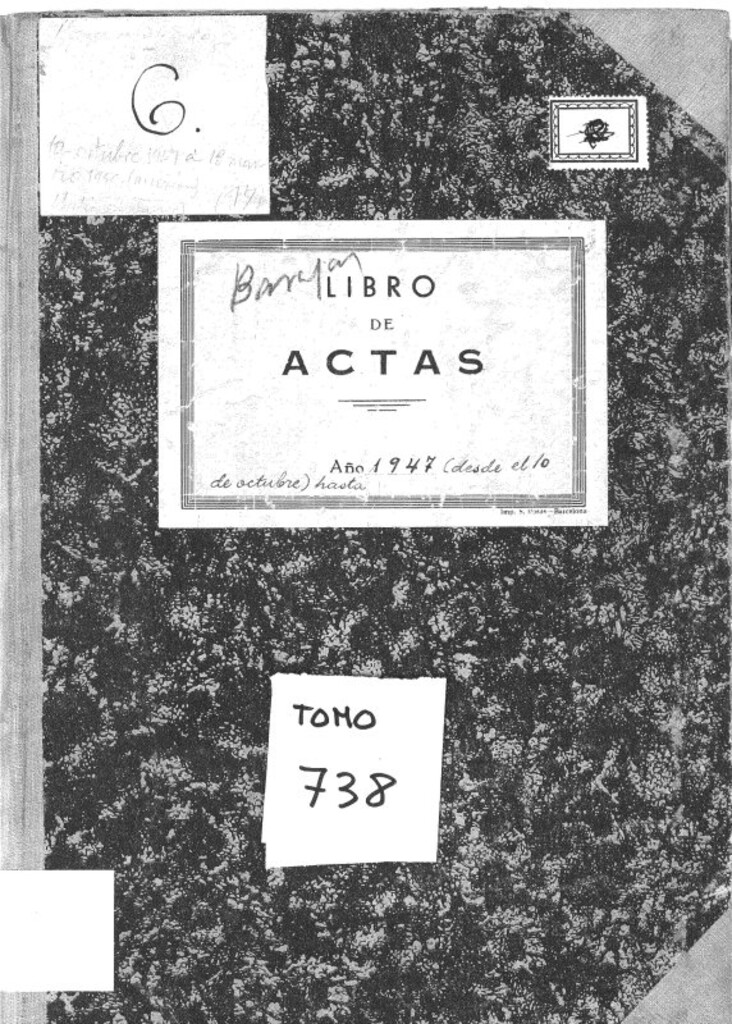 Miniatura de Actas y acuerdos del ayuntamiento de Barajas de 1947-1950. Libro 738.