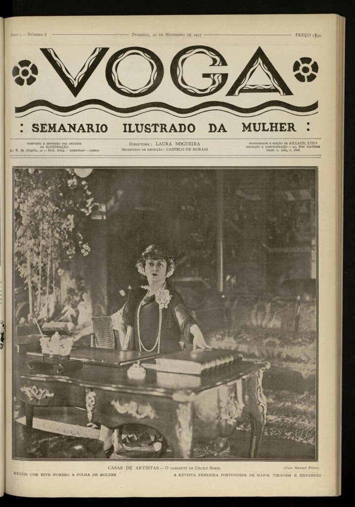 Miniatura de Voga: semanario ilustrado da mulher, de 20 de noviembre de 1927, nº 8