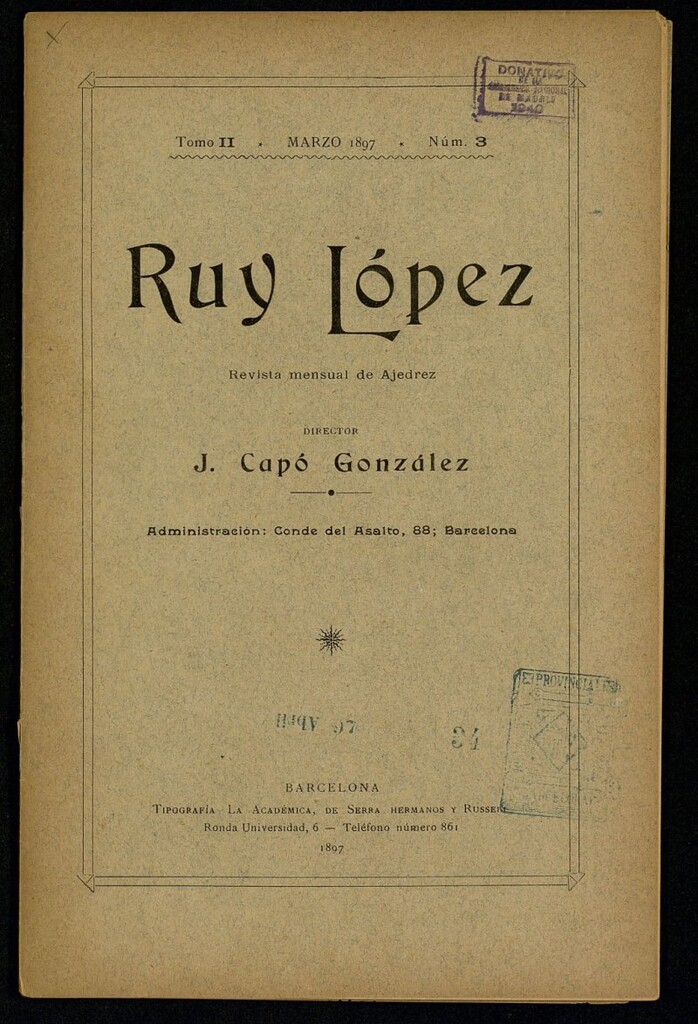 Miniatura de Ruy Lopez, de marzo de 1897, nº 3