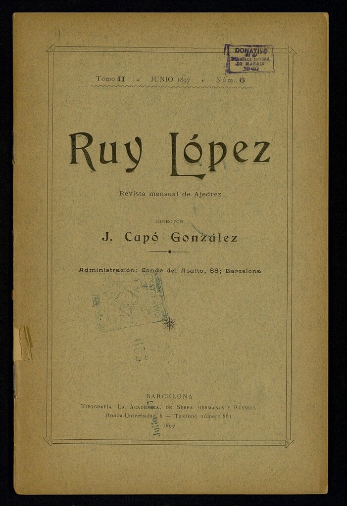 Miniatura de Ruy Lopez, de junio de 1897, nº 6
