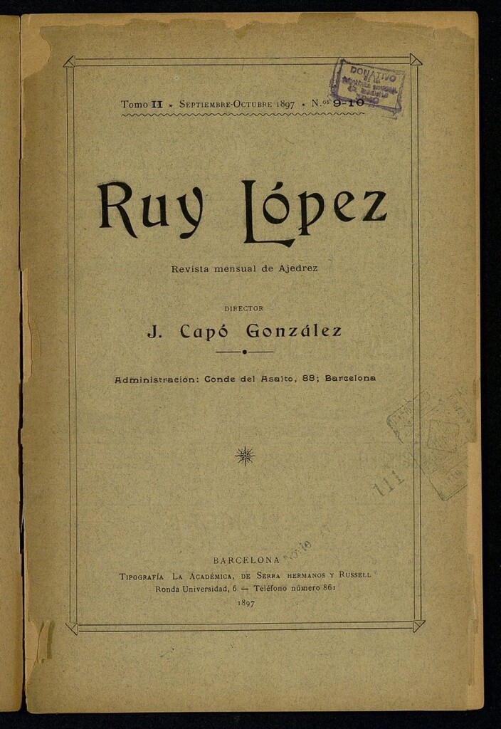 Miniatura de Ruy Lopez, de septiembre y octubre de 1897, nº 9 y 10