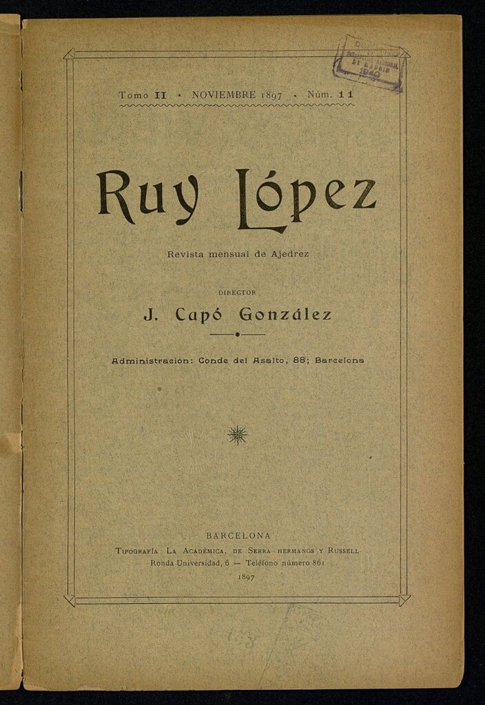 Miniatura de Ruy Lopez, de noviembre de 1897, nº 11
