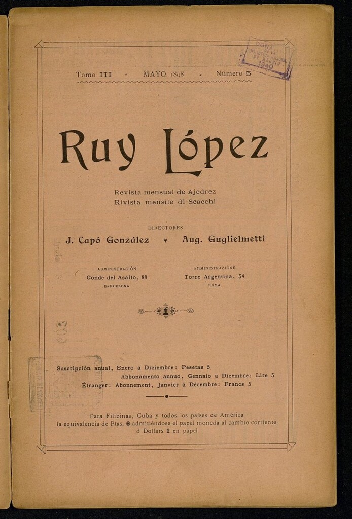 Miniatura de Ruy Lopez, de mayo de 1898, nº 5