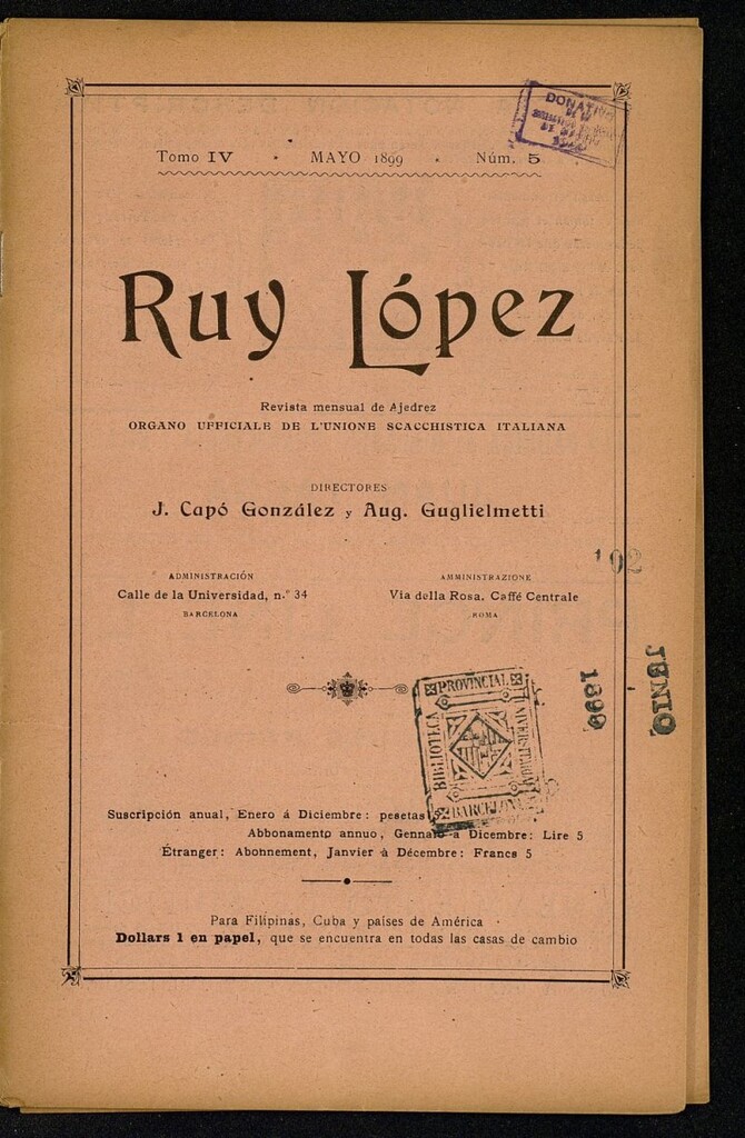 Miniatura de Ruy Lopez, de mayo de 1899, nº 5