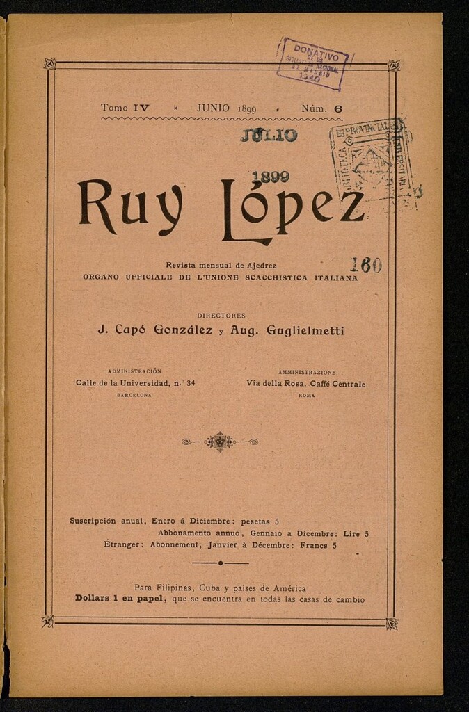 Miniatura de Ruy Lopez, de junio de 1899, nº 6