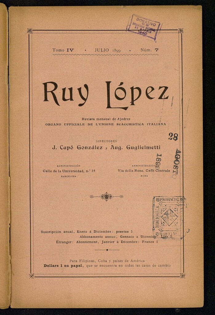 Miniatura de Ruy Lopez, de julio de 1899, nº 7