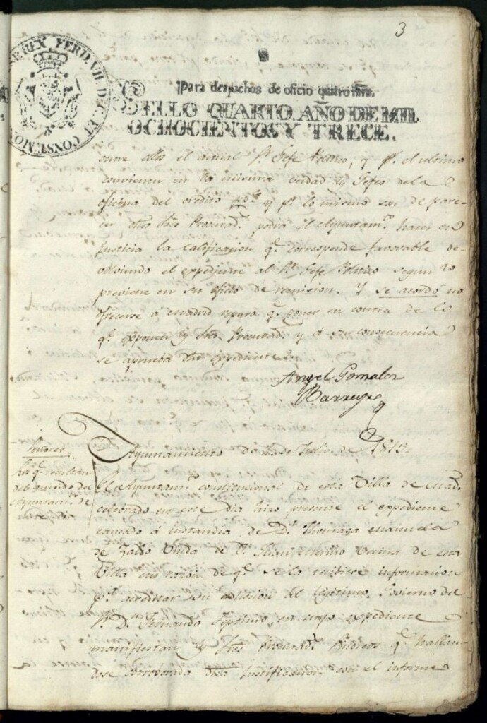 Miniatura de Acuerdos de Purificacion de 2 de julio de 1813