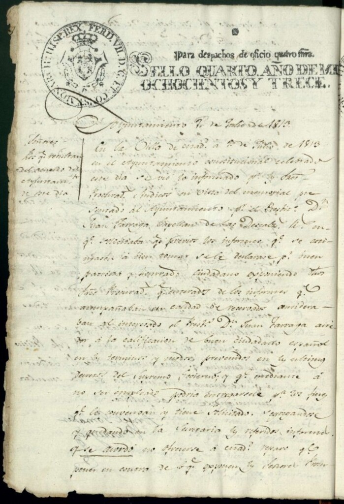 Miniatura de Acuerdos de Purificacion de 7 de julio de 1813