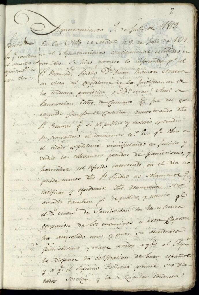 Miniatura de Acuerdos de Purificacion de 9 de julio de 1813