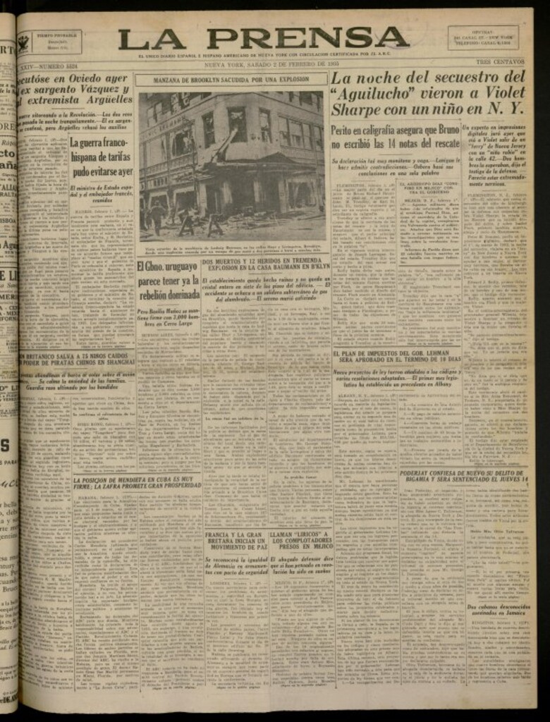 Miniatura de La Prensa: único diario español e hispano americano en Nueva York del 2 de febrero de 1935, nº 5524 [sic]