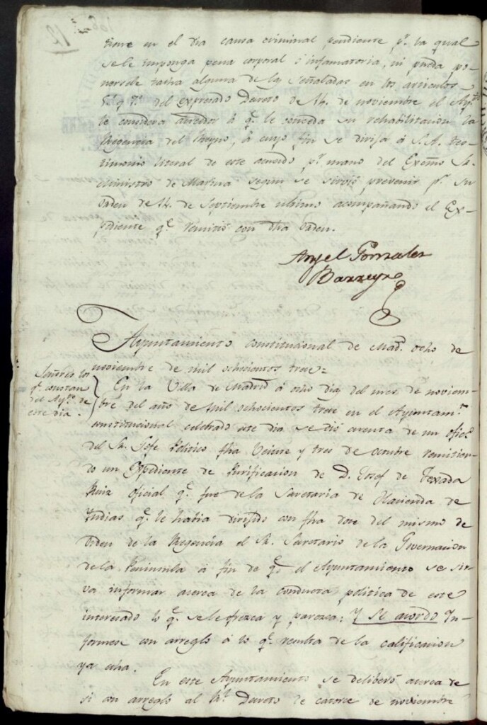 Miniatura de Acuerdos de Purificacion de 8 de noviembre de 1813