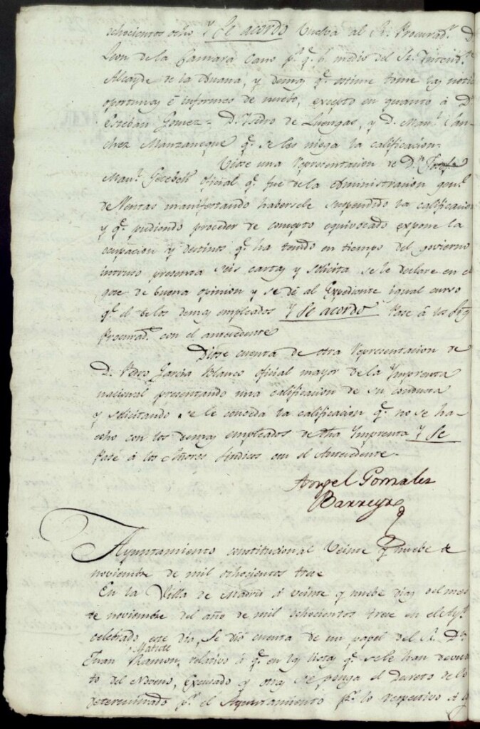 Miniatura de Acuerdos de Purificacion de 29 de noviembre de 1813