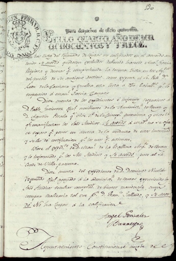 Miniatura de Acuerdos de Purificación de 9 de diciembre de 1813
