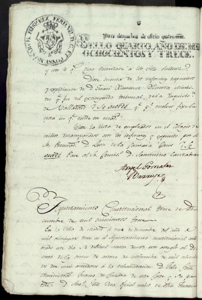 Miniatura de Acuerdos de Purificación de l 13 de diciembre de 1813