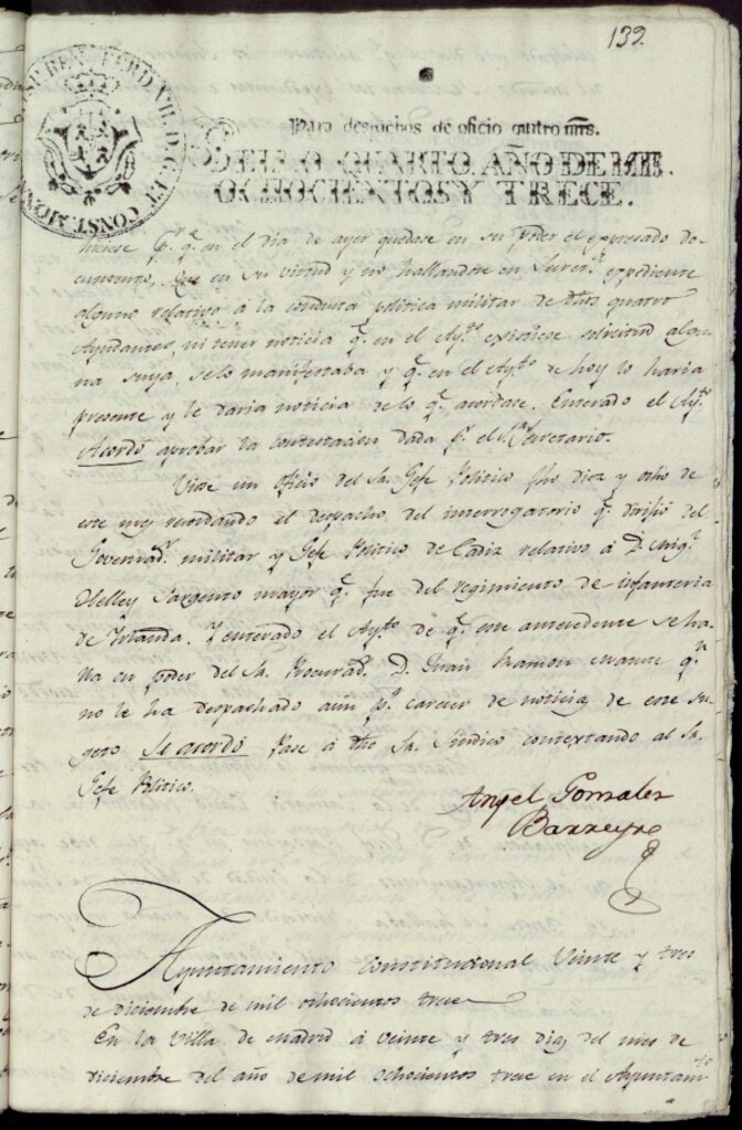 Miniatura de Acuerdos de Purificación de 23 de diciembre de 1813
