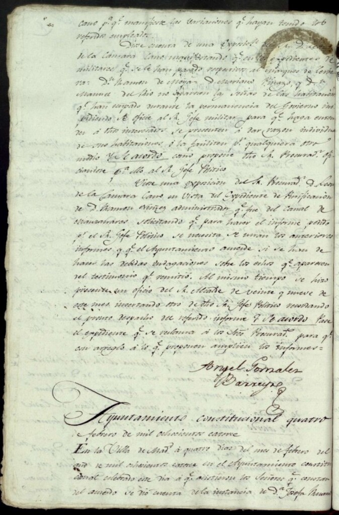 Miniatura de Acuerdos de Purificación de 4 de febrero de 1814