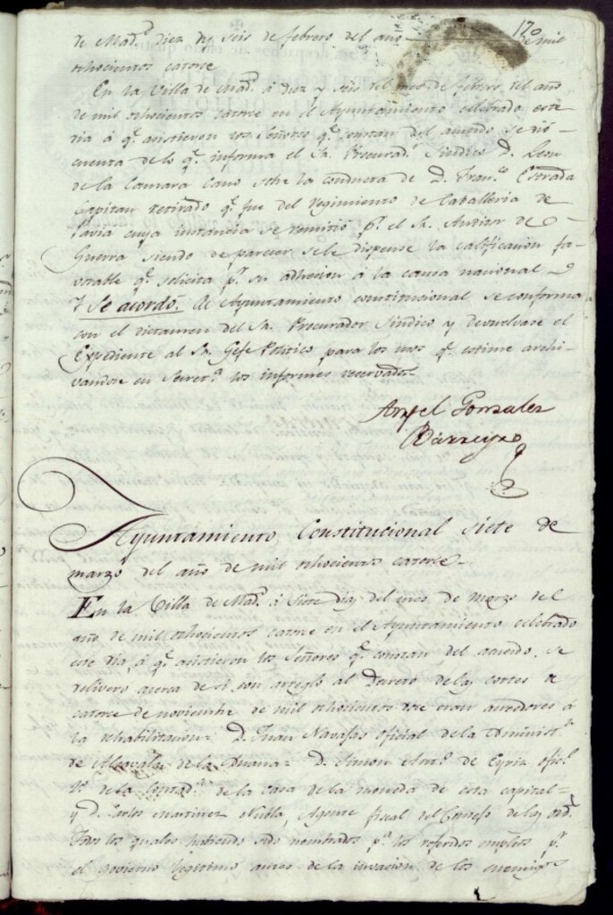 Miniatura de Acuerdos de Purificación de 7 de marzo de 1814
